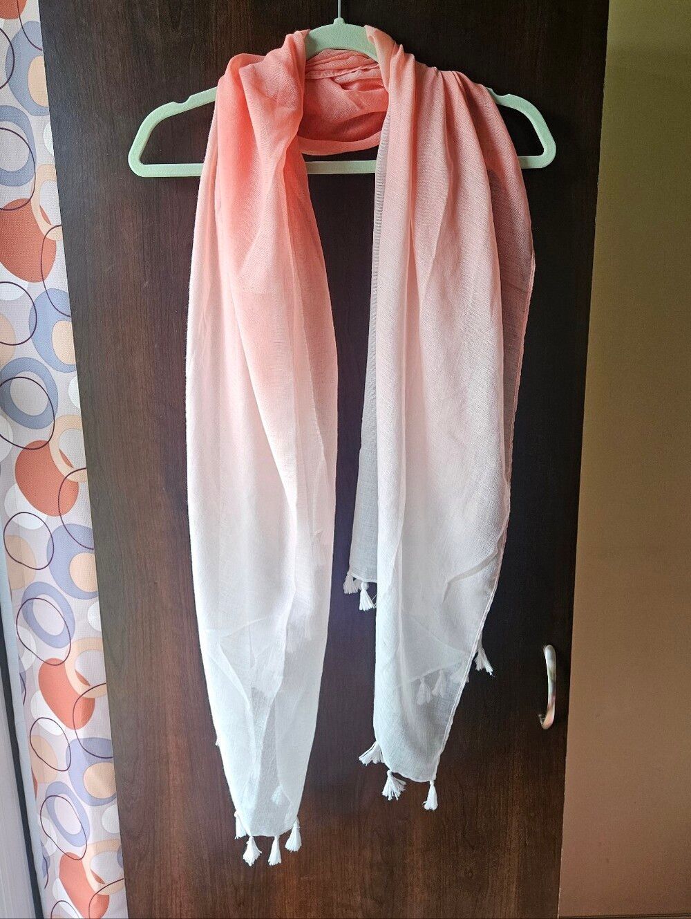 Maurices Pink to White Ombre Tassel Scarf
